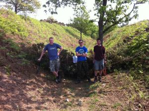 Dead hedge blocking a trail